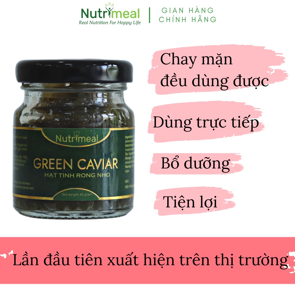 Hạt Tinh Rong Nho Nutrimeal Hủ Thuỷ Tinh 45gr/ 100gr (Ăn Trực Tiếp, Chay Mặn Đều Dùng Được)