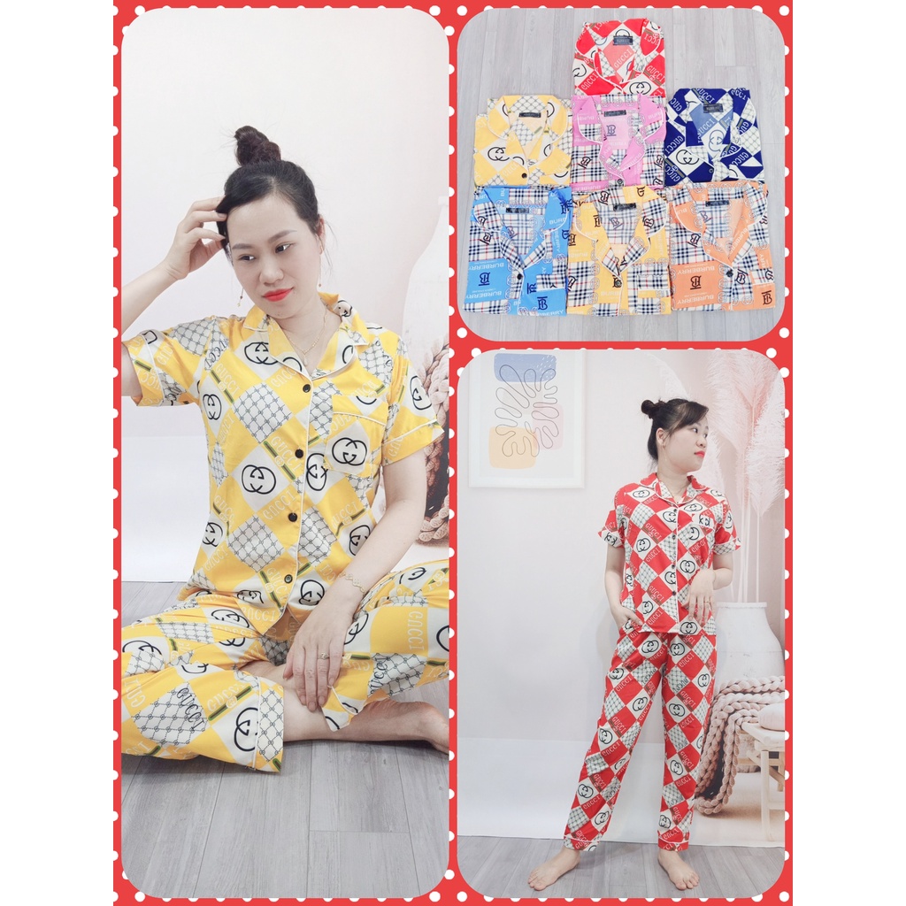 Đồ Ngủ Pijama lụa Tay Ngắn Quần dài Siêu Xinh, Mềm Mịn, Độc Lạ Khó Tìm, Sanh Chảnh Hàn Quốc