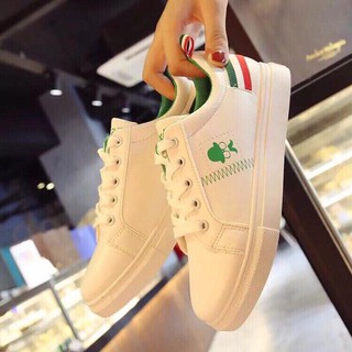 Giày bata trắng cổ kẻ sọc 3 màu