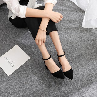 Giày Cao Gót Mũi Nhọn Đế Dày 6cm Thời Trang Mùa Thu