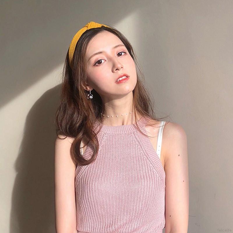 Băng đô cài tóc kiểu thắt nút vải sợi sọc cổ điển cho nữ