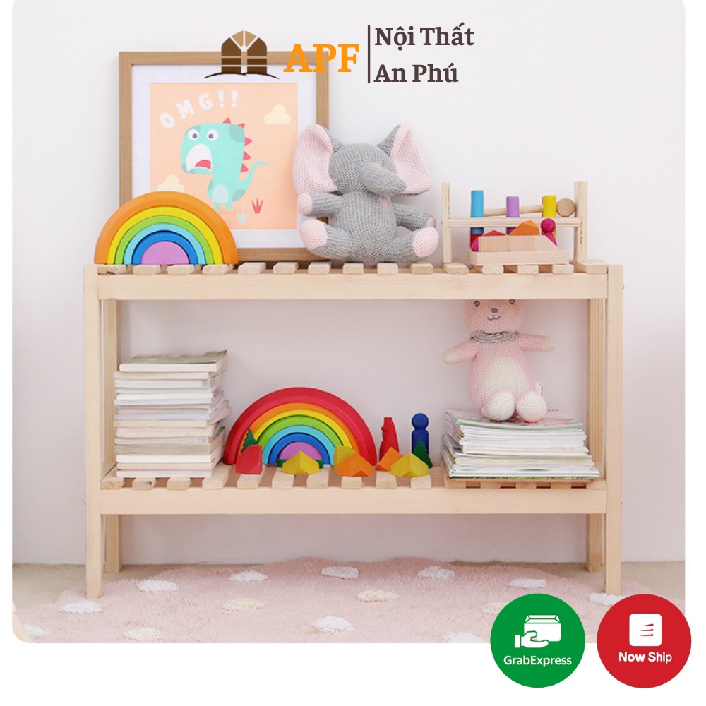 Kệ để giày 2 tầng APF chất liệu gỗ thông tự nhiên bền đẹp, chống ẩm mọt cong vênh KS019