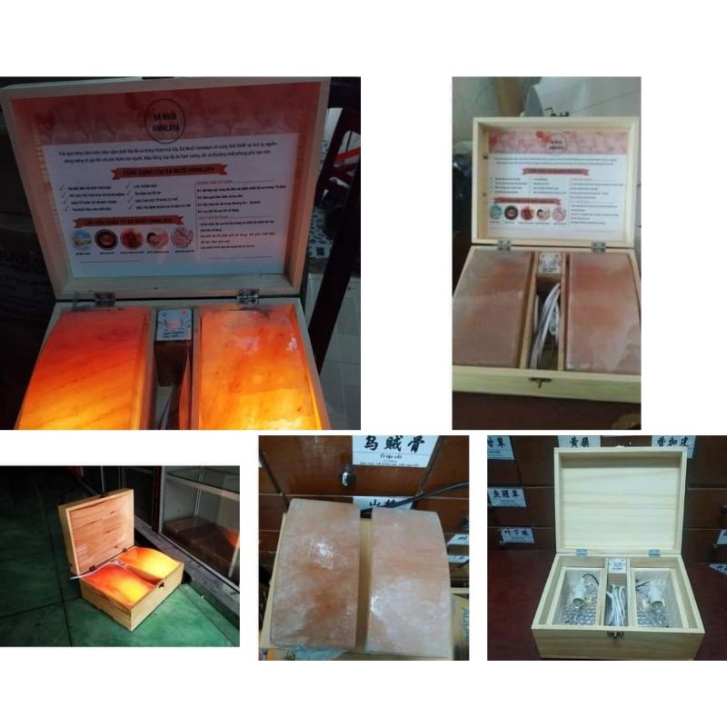 Hộp Đèn Đá Muối Himalaya Mặt Cong Massage Chân - Chính Hãng Pakistan