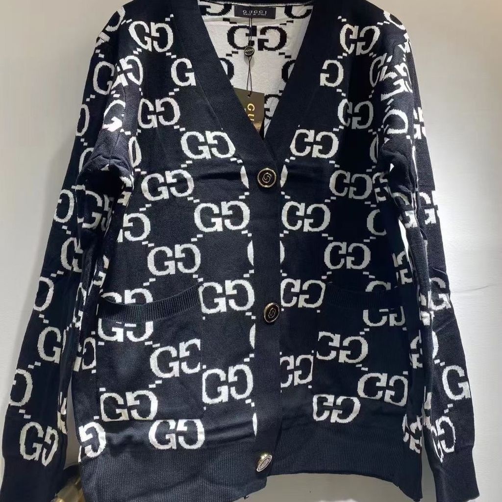 Hàng Có Sẵn!Gucci!Áo Khoác Cardigan Dáng Rộng Cổ Chữ V Thiết Kế Mới Giữ Ấm Cao Cấp