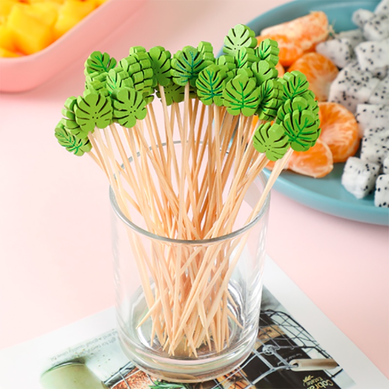 Set 100 Xiên Tre Ăn Trái Cây / Tráng Miệng Hình Chiếc Lá 12Cm Trang Trí Tiệc Cưới JP5