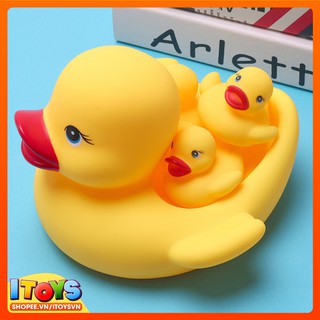 Bộ đồ chơi đàn vịt con vịt mẹ bơi tung tặng thả bồn tắm