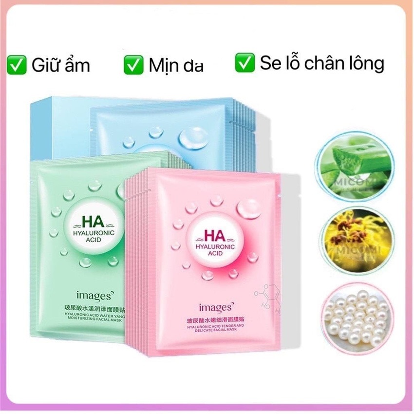 Mặt nạ giấy dưỡng trắng da mụn cấp ẩm thải độc HA Images SIGO
