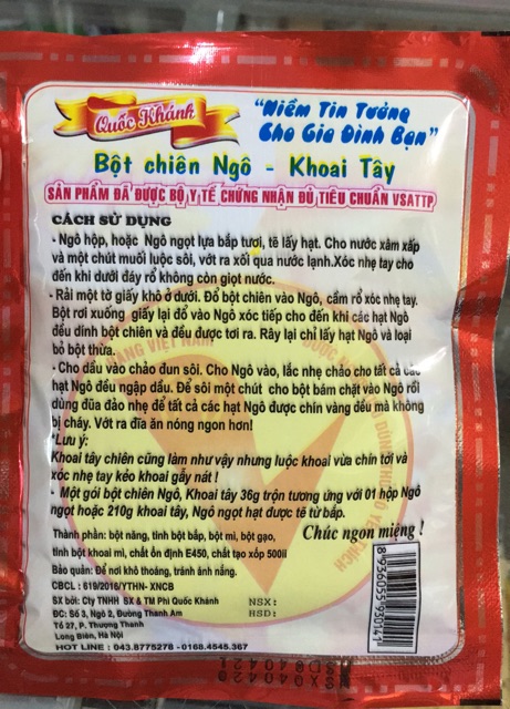 Bột Chiên Ngô - Khoai Tây Gói 36G