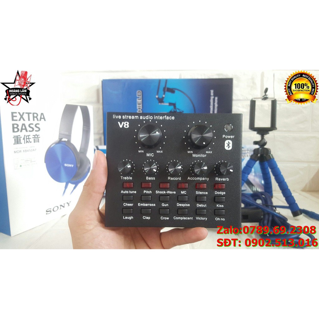 Trọn bộ soundcard v8 autotune + micro Ami BM900 tuyệt đỉnh thu âm và livestream