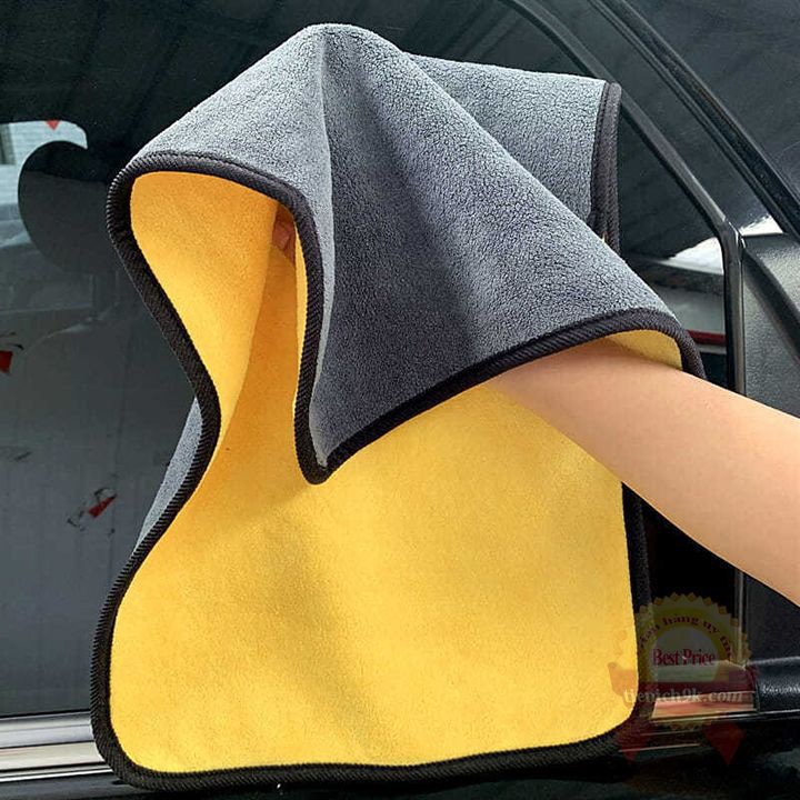 Khăn đa năng 2 lớp lau xe hơi phủi kính Microfiber 60x30cm và 30x30cm dày mịn không rụng sợi
