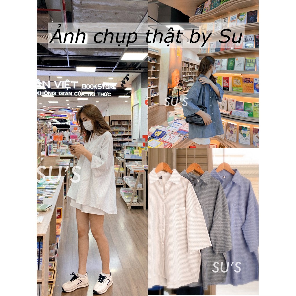 Áo sơ mi kẻ sọc cộc tay túi trước A1861 SUSTORE