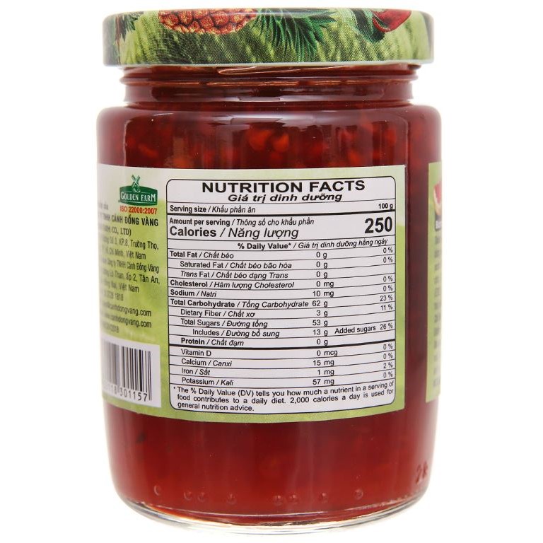 Mứt Phúc Bồn Tử Raspberry Presevers GOLDEN FARM 210G - ăn kèm kem, sinh tố, bánh mì, sandwich, trà nóng