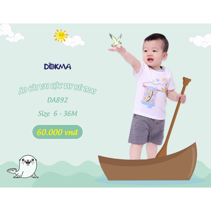 Áo cộc tay cài vai bé trai, bé gái Dokma 9-36M mã DMA516, DMA518