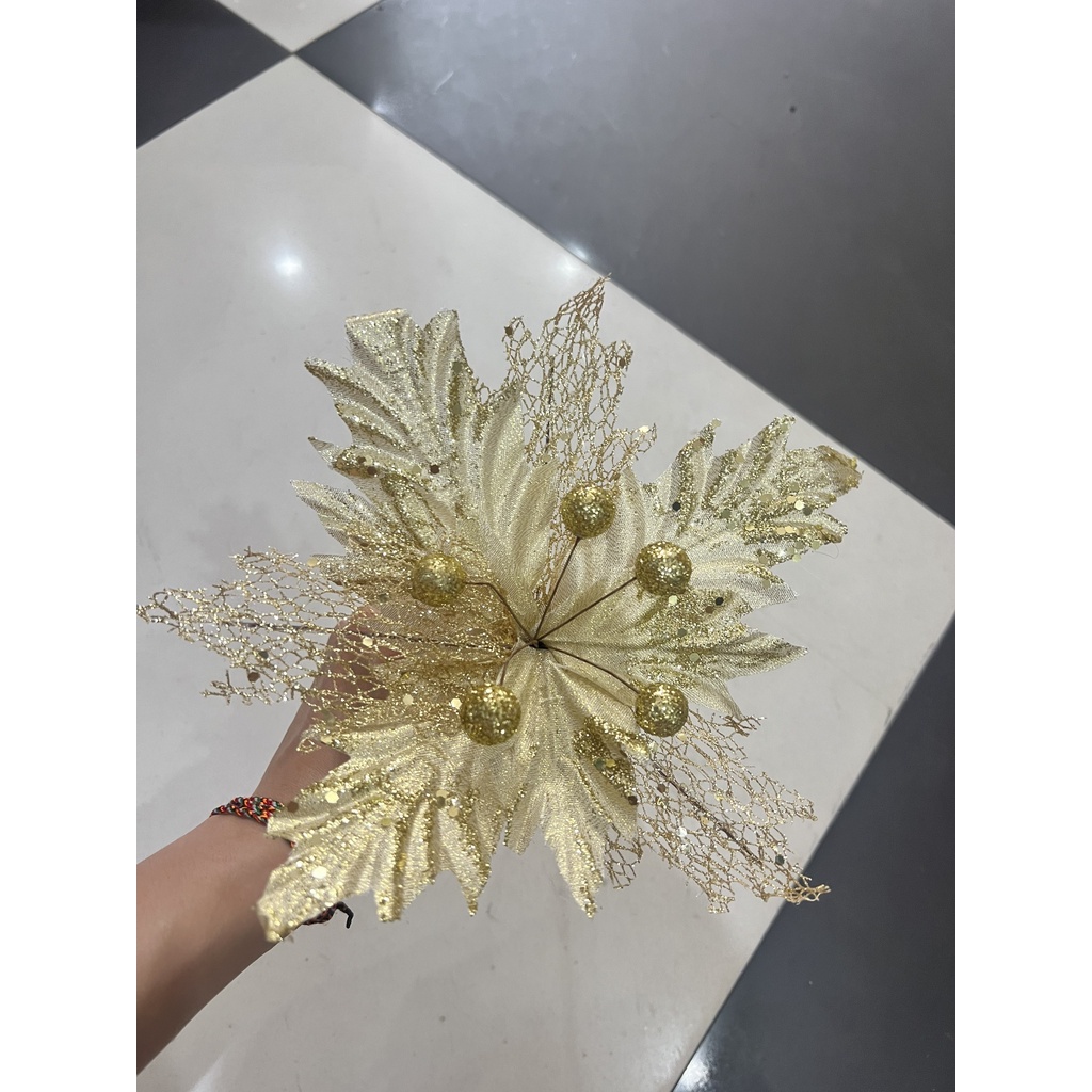 Cành Hoa Trạng Nguyên Vải Hoa To 22Cm Trang Trí Làm Oản , Lễ Tết ,Noel