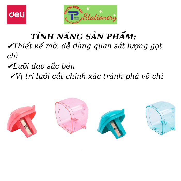 Gọt bút chì Deli hình lợn - Hồng/ Xanh dương/ Xanh lá - E0557