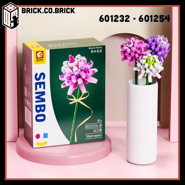 Đồ Chơi Các Loại Hoa Nhỏ Đáng Yêu trang trí bàn học Lắp ráp Trưng bày Lọ hoa Flower Boutique 601232- 601255