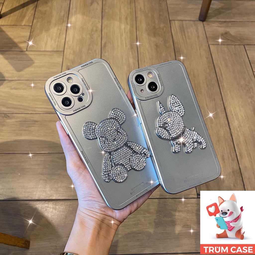 ⚡ốp lung iphone - ốp iphone ⚡Chó bulldog gấu kaws đính đá sang chảnh 7,8 plus/X,Xs/XSMAX/11/11 pro max/12,pro,max,13