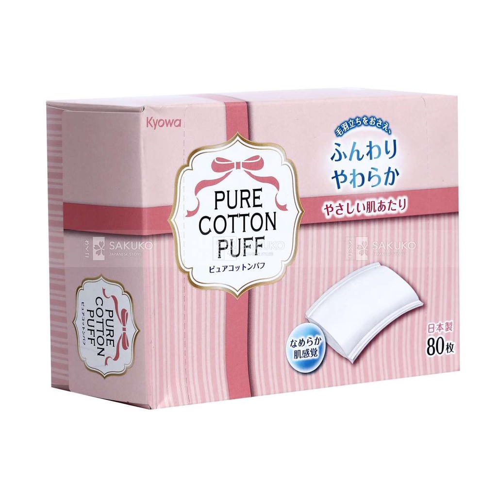 Set 80 miếng Bông tẩy trang Kyowa Nhật Bản Pure Cotton Puff (made in Japan)