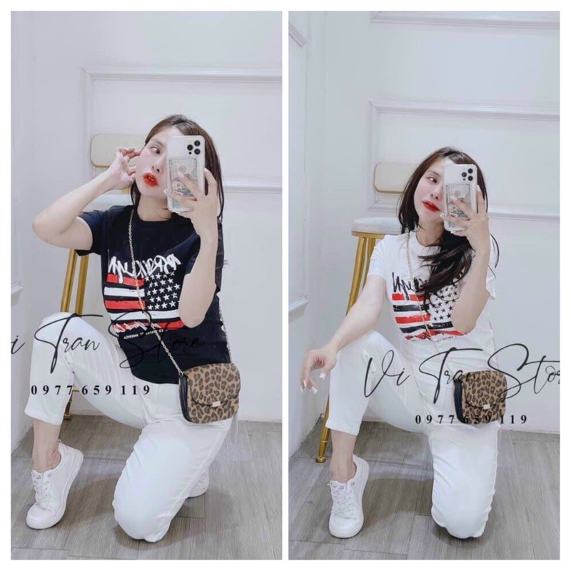 Áo Thun Nữ Cổ Tròn in Hình Dễ Thương Chất Thun Giấy Mịn Mát