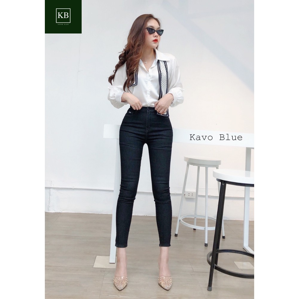 Quần bò nữ Kavo Blue [HÀNG LOẠI 1] Quần bò giấy, dáng ôm, co giãn 4 chiều, tôn dáng