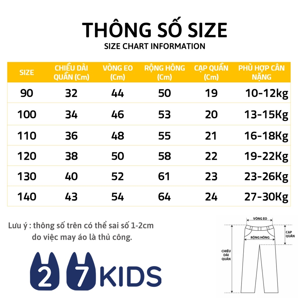 Quần lửng bé gái 27Kids 27Home quần thun nữ mềm mỏng mát cho trẻ từ 2-10 Tuổi GSPM1