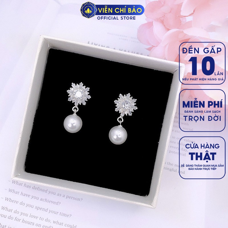 Bông tai bạc nữ star flower chất liệu bạc 925 thời trang phụ kiện trang sức nữ thương hiệu Viễn Chí Bảo B400178