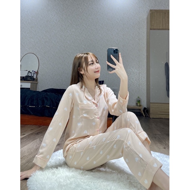 Bộ Pijama Lụa Cao Cấp Dài Tay