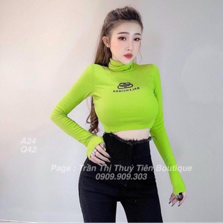 Áo thun croptop dài tay cổ lọ cực chất u.t
