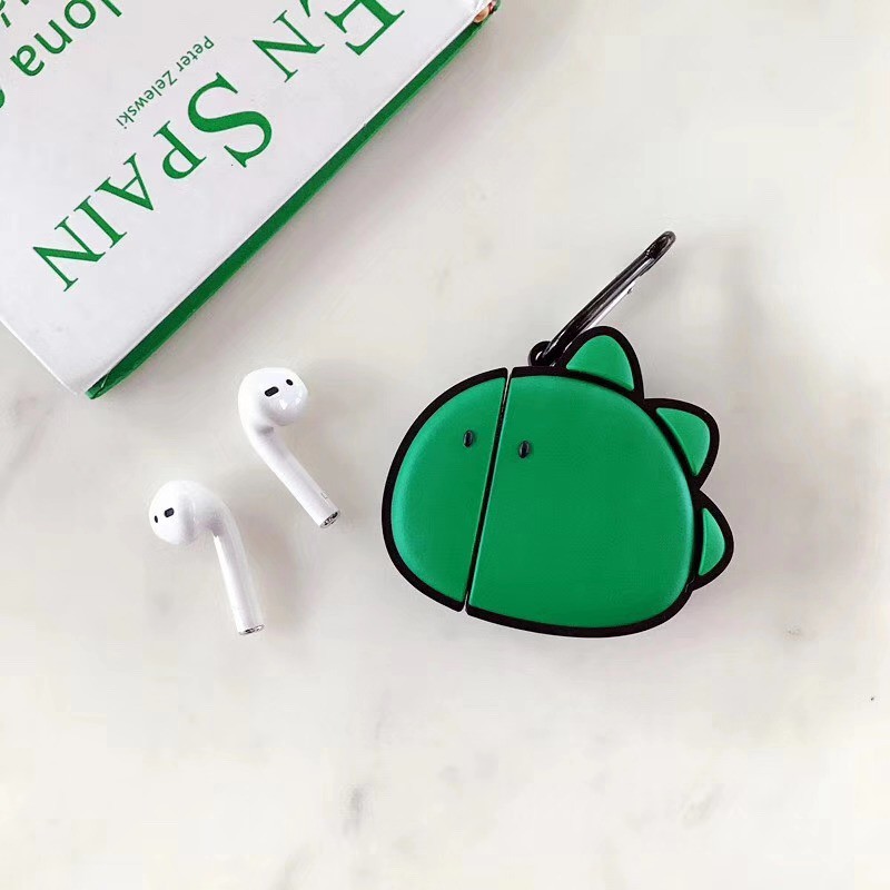 Ốp lưng silicon hình khủng long xinh xắn dành cho Apple Airpods Funny AirPods Pro Case AirPods 1 and 2 Green Casing