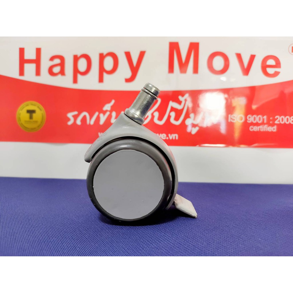 Bánh xe Bàn/ghế xoay văn phòng cao cấp 50mm - Cọc Grip Ring có khóa Happy Move Thái Lan (Bộ 5 bánh-màu xám)