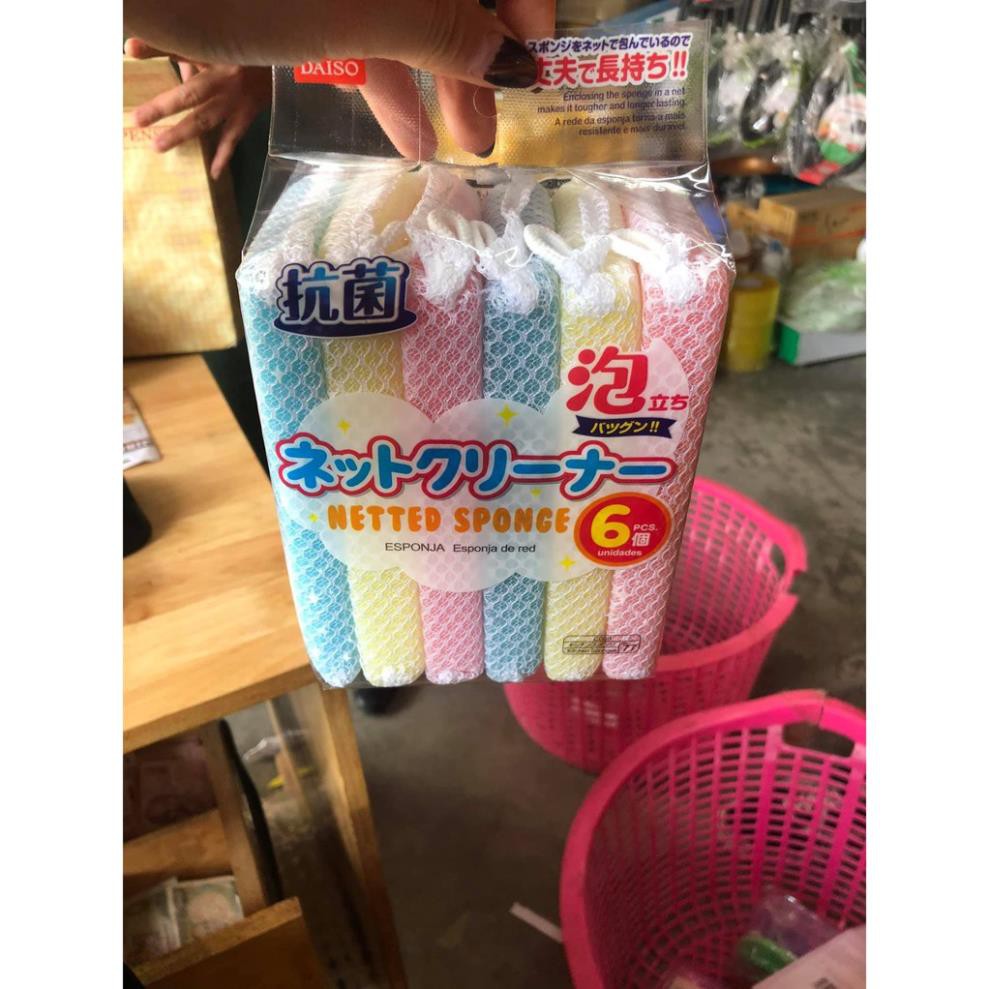 SET 6 MIẾNG RỬA BÁT TẠO BỌT DAISO NHẬT BẢN