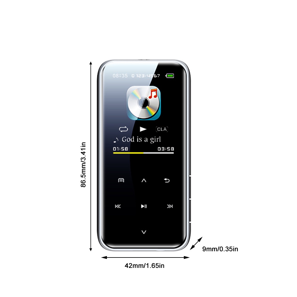 VIRWIR Máy Nghe Nhạc MP3 Kết Nối Bluetooth Màn Hình Cảm Ứng HiFi Tích Hợp Loa Chống Mất Cho Học Sinh