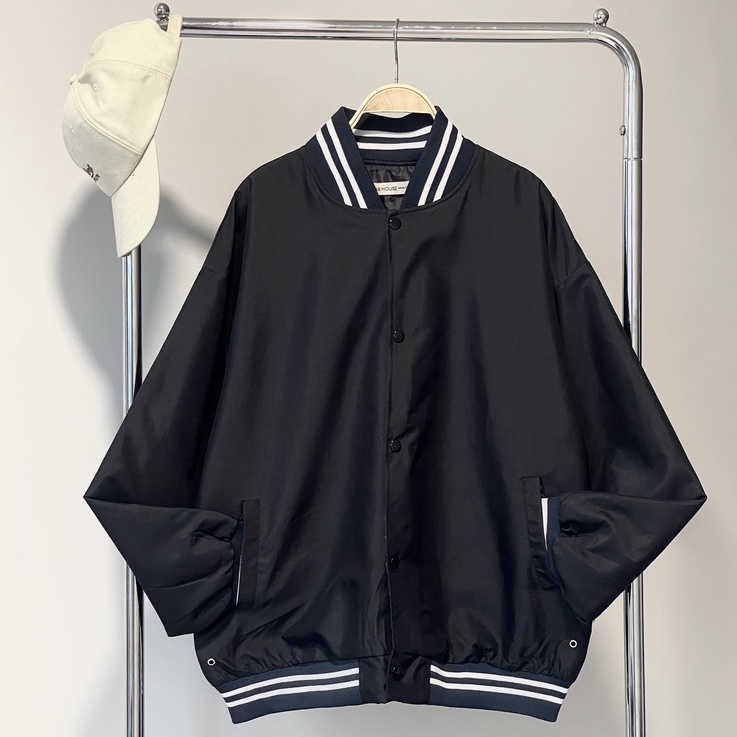 Áo khoác Bomber Jacket TRƠN BASIC dù 2 lớp unisex nam nữ