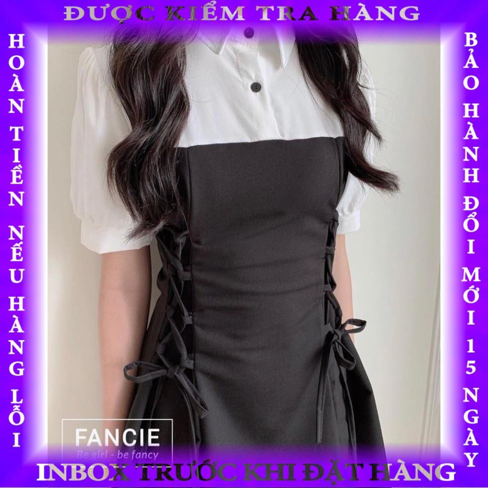 đầm tiểu thư🍉 Đầm Liền Thân 2 Dây Màu Đen Buộc Eo Dáng Vừa Dễ Thương, vải lụa đũi cao cấp mặc thoáng máttt gianglinh
