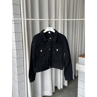 Áo khoác jean crop đen basic-AK553