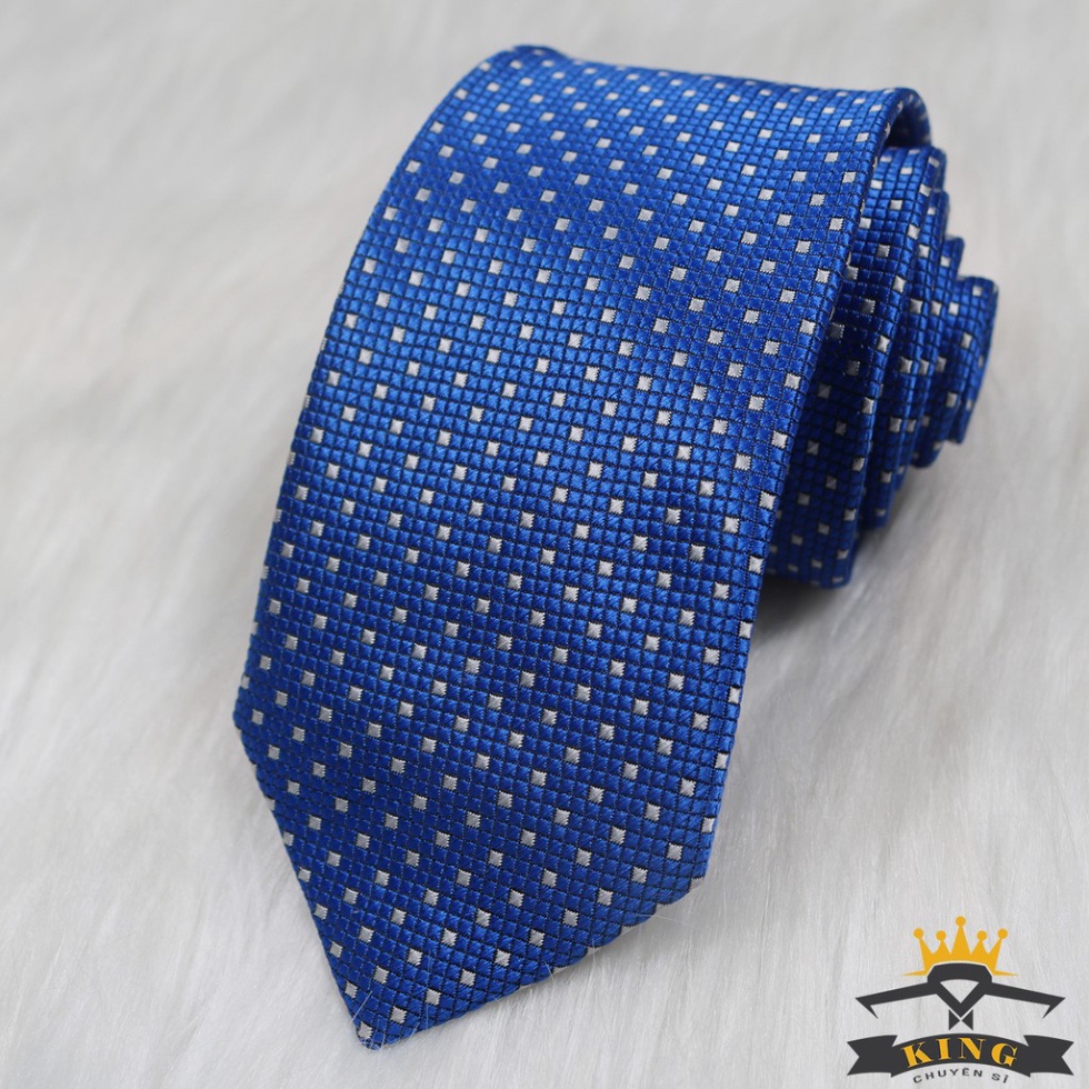 Cà vạt nam KING caravat chấm bi học sinh cavat công sở vải silk lụa 100% 3 lớp C52