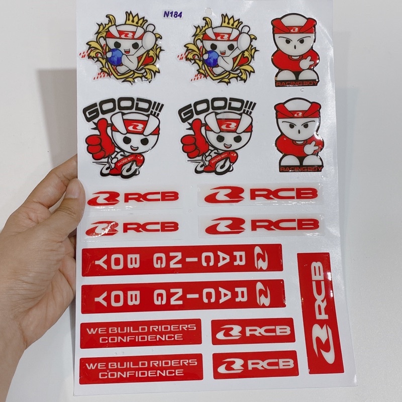 Decal tem dập nổi hình RCB Racing boy cao cấp dán xe máy, ô tô, mũ bảo hiểm chống thấm nước, chống bay màu