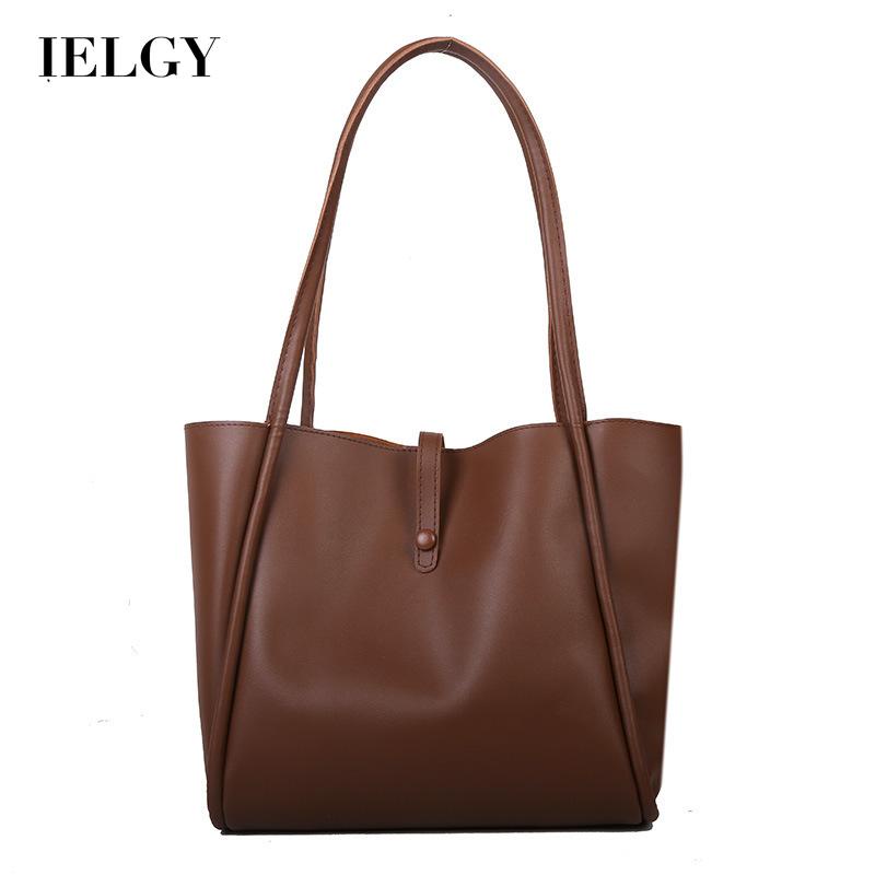 Túi đeo vai IELGY màu trơn cỡ lớn phong cách Hàn Quốc thời trang cho nữ