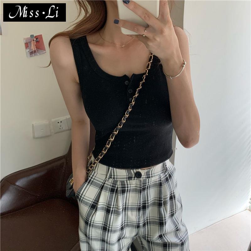 Áo Dệt Kim Sát Nách Dáng Ngắn Ôm Cơ Bản Thời Trang Xuân Hè Dành Cho Bạn Nữ