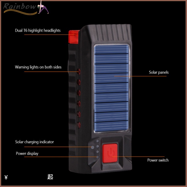 Đèn Led Năng Lượng Mặt Trời 4000mah 4 Chế Độ Kèm Sạc Usb Tiện Dụng Cho Xe Đạp