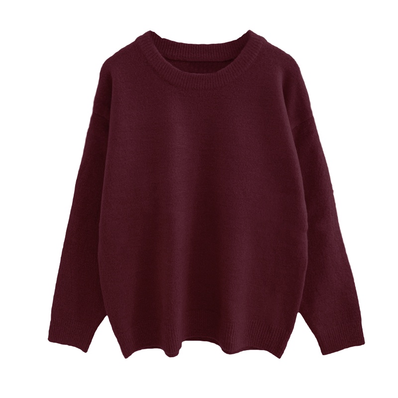 Áo sweater Pure Cube dệt kim cổ tròn dáng rộng kiểu Hàn Quốc thời trang thu đông thích hợp cho nữ