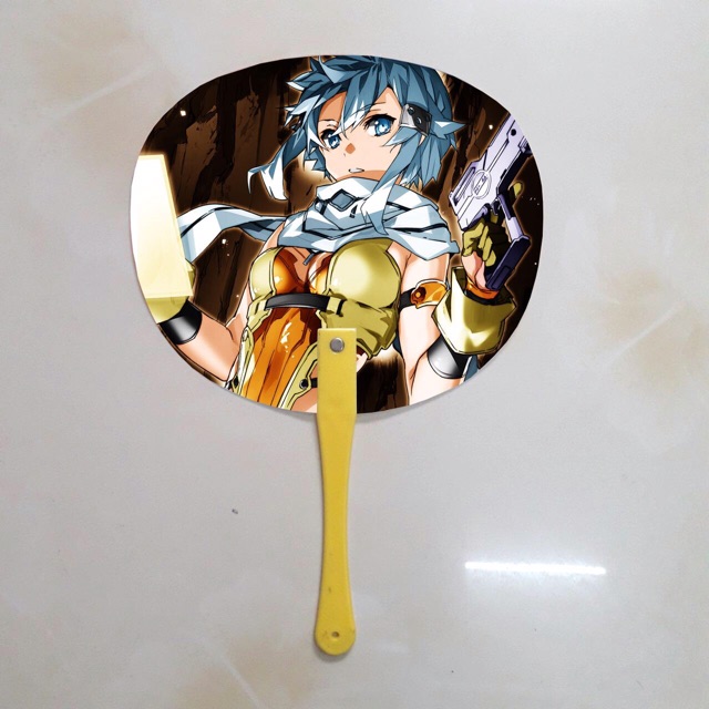 Quạt Asuna Sinon sword art online in 2 mặt ảnh khác nhau màu cán ngẫu nhiên