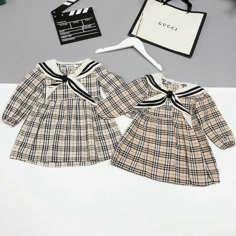 Thanh Lý Lẻ Size Váy Đầm Kẻ Cổ Nơ Thủy Thủ Hàn Quốc Hàng Đẹp