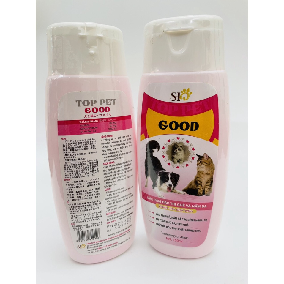 Sữa tắm đặc trị ghẻ nấm chó mèo PET GOOD 150ml