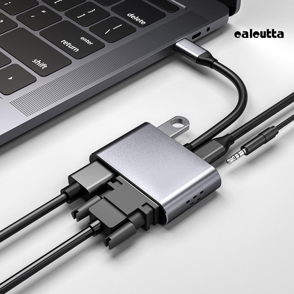 Bộ Chuyển Đổi 5 Trong 1 Type-C Sang Hdmi Vga Pd Usb3.0 Cho Laptop