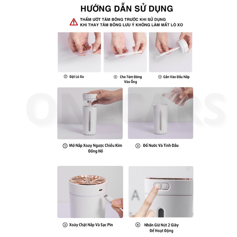 Máy Phun Sương Khuếch Tán Tinh Dầu Mẫu Sạc Pin Cao Cấp Cho Xe Hơi, Bàn Làm Việc