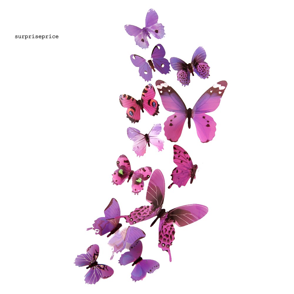 Nhãn dán tường họa tiết bướm 3D trang trí nhà cửa xinh xắn