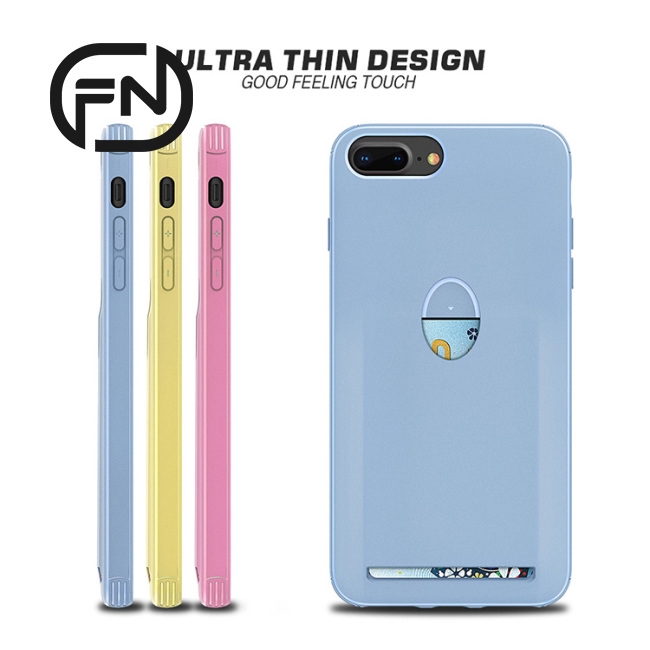 For iPhone 6/6S/7/8 Plus Protective Case TPU Matte Sweat-Proof Antiskid Cellphone Shell with Card Slot