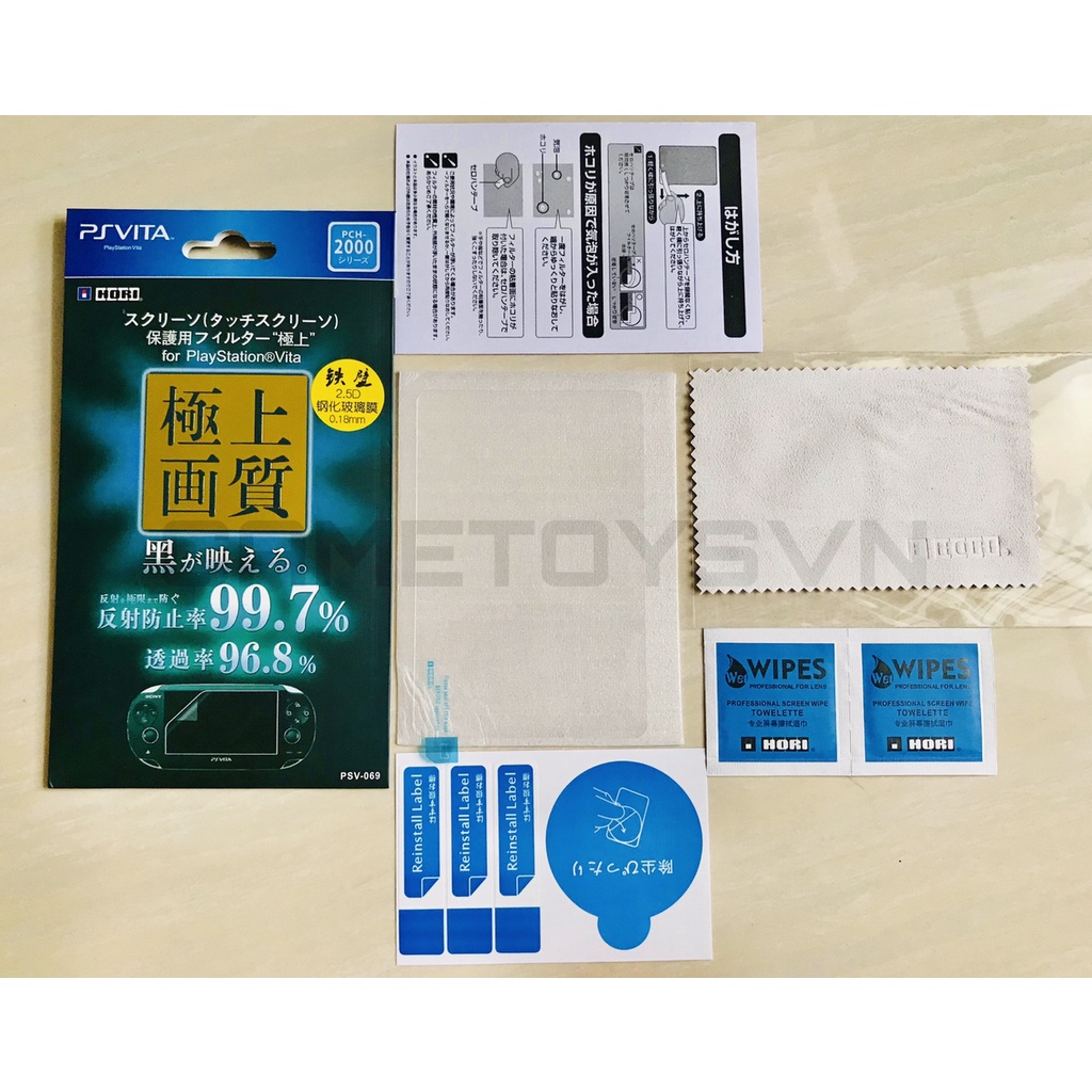 Kính Cường Lực 2.5D siêu mỏng 0.18 mm + miếng dán mặt sau thương hiệu Hori xịn sò cho Playstation Vita / PS Vita 2000