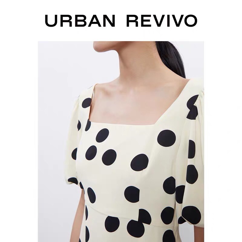 Đầm chấm bi lụa Urban Revivo